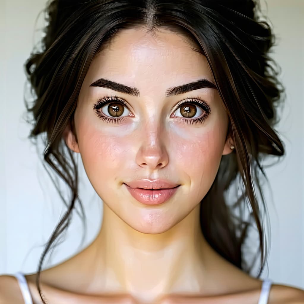 AI generated: Beautiful young female 
her face details:
A highly detailed, photorealistic close-up portrait of a y...