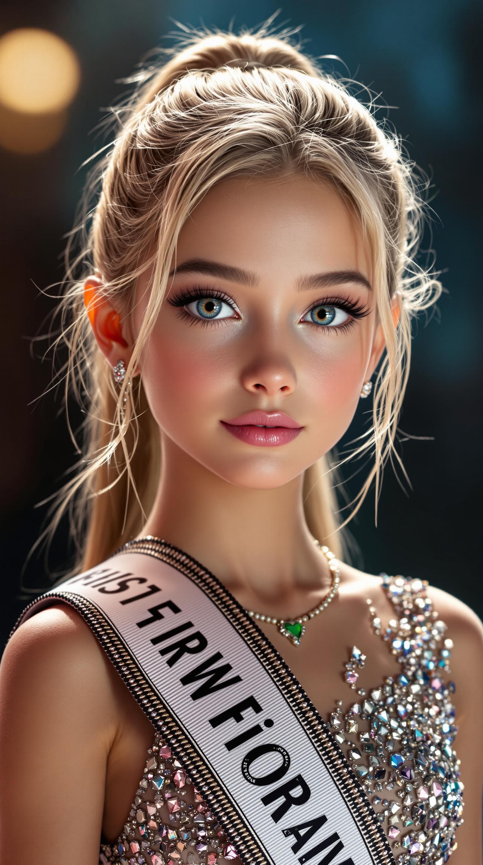 AI generated: A professional photograph of the most beautiful fourth-grade girl in the world, participating in a b...