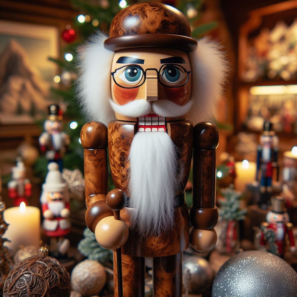 AI generated: A strongly stylized wooden nutcracker from the German Ore Mountains, full body figure, looks like Wa...