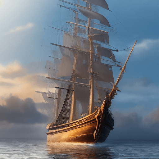 AI generated: Photo of a ultra realistic sailing ship, dramatic light, pale sunrise, cinematic lighting, battered,...