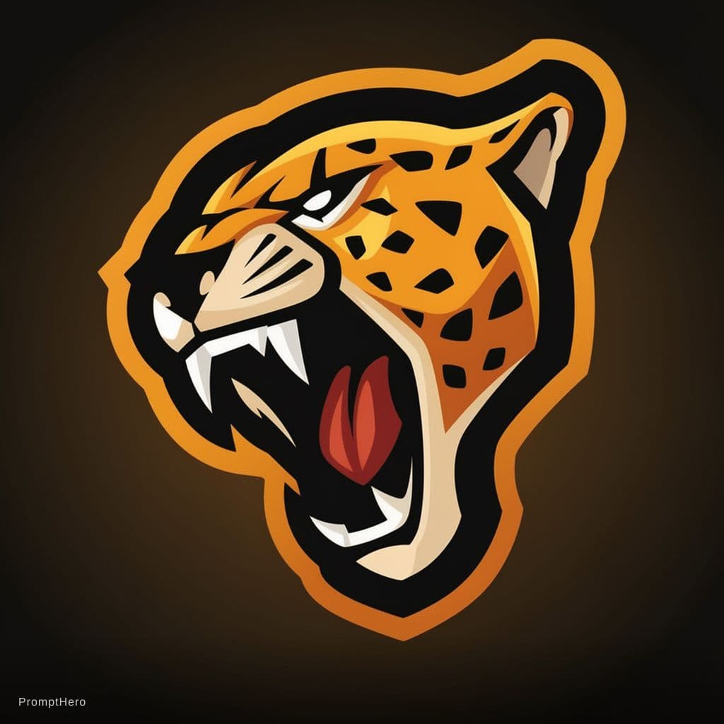 AI generated: Ultra professional esports mascot logo design of a roaring leopard head, fierce aggressive expressio...