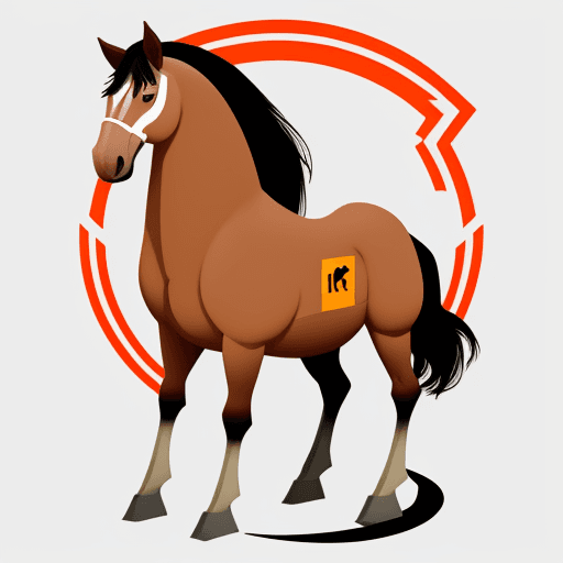 AI generated: 
horse and chicken together, illustrated logo, minimal graphic, by Sagi Haviv –no realistic photo de...