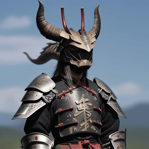 AI generated: Cartoon dragon in samurai armor