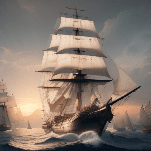 AI generated: Photo of a ultra realistic sailing ship, dramatic light, pale sunrise, cinematic lighting, battered,...