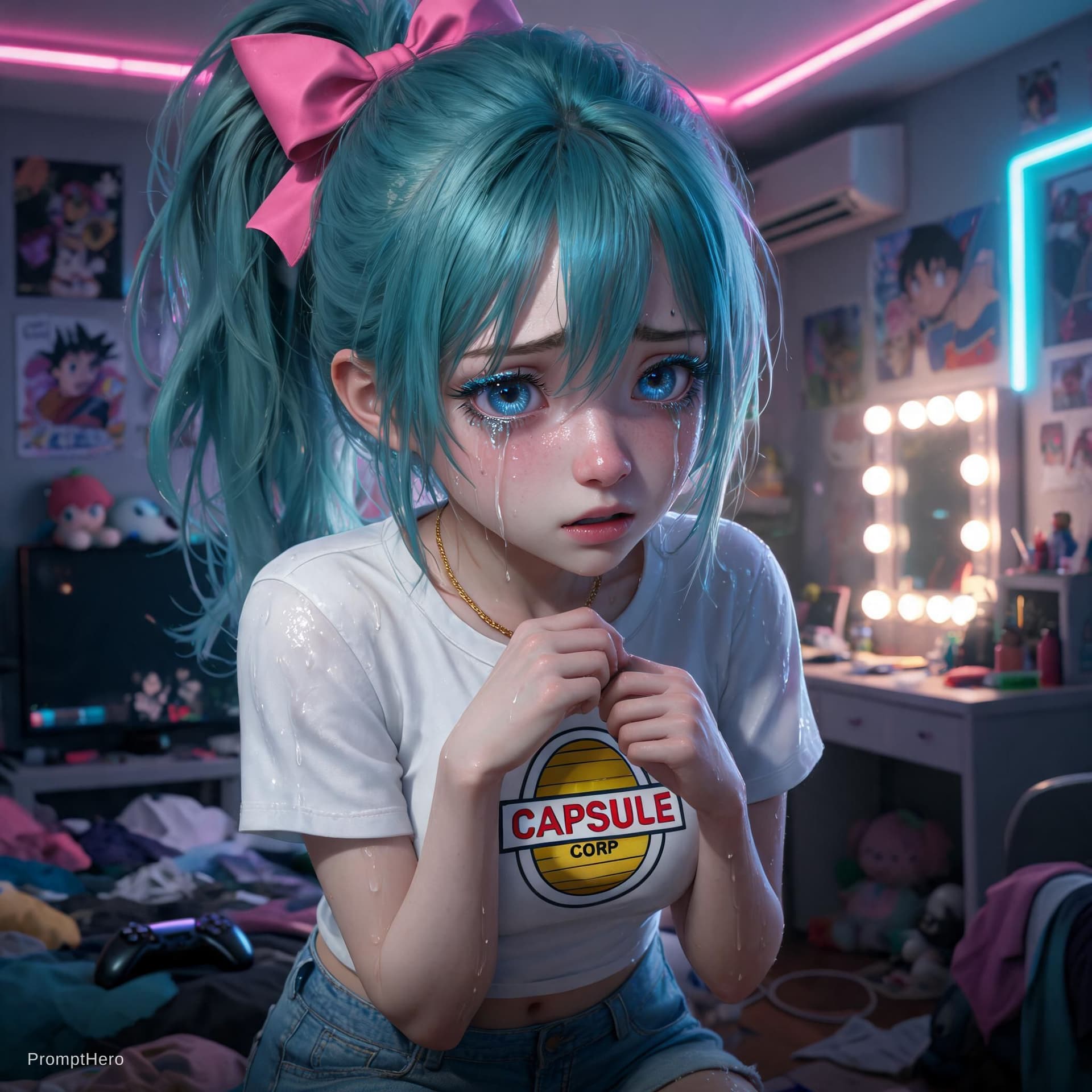 AI generated: Retrato de una chica anime con una expresión ultra detallada y emotiva, al estilo cinematográfico hi...
