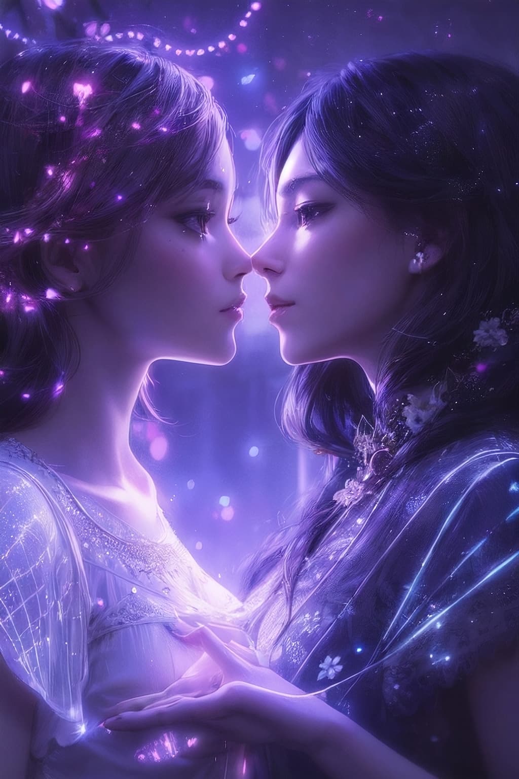 AI generated: two lovers as neural networks embracing, beautiful, intricate details, cinematic lighting, beautiful...