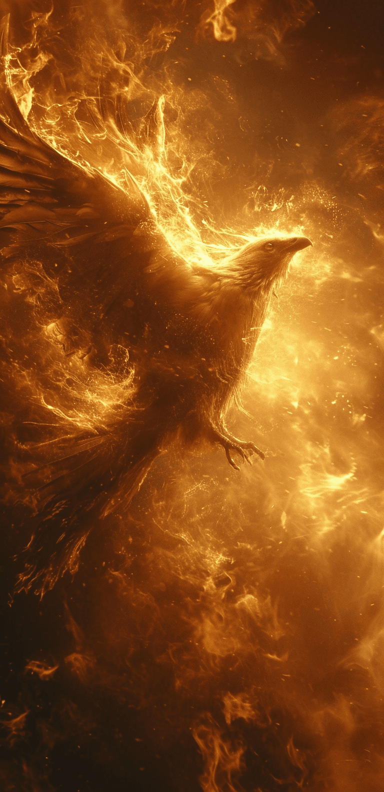 AI generated: a bird hovering, fire, in the style of womancore, demonic photograph, light brown and white, uhd ima...
