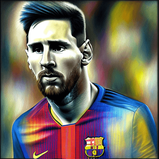 AI generated: Messi, portrait, (1.1), painting_(middle), oil_painting_(middle), chalky_colors,