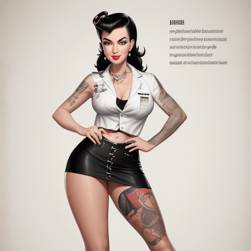 AI generated: Create a full-body image of a pin-up girl with the following characteristics: She has black hair and...