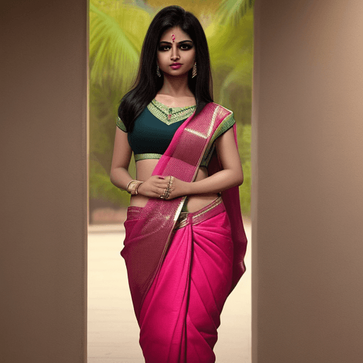 AI generated: hot woman in saree gazing with lust on her husbands pant zip