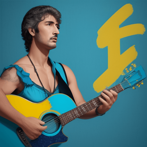 AI generated: gere uma estampa azul e amarela com notas musicais
