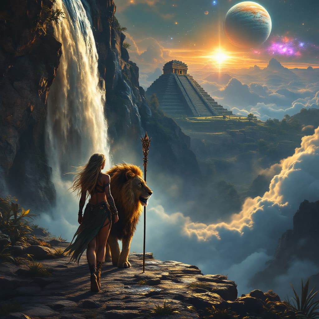 AI generated: Hyper realistic, photo realism, zoomed out full body HD Photo of beautiful, Amazon warrior queen wal...