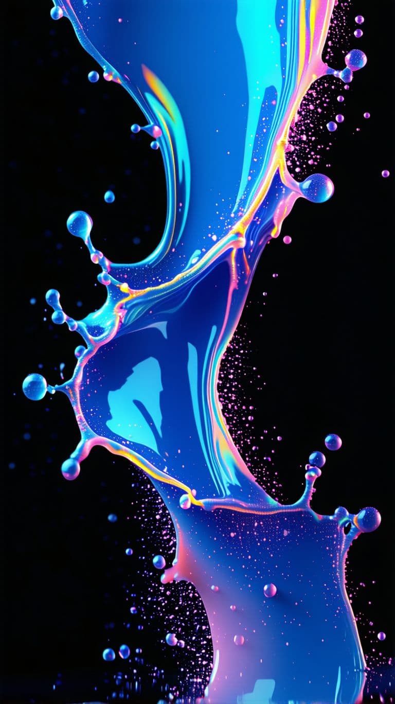 AI generated: holographic liquid abstract hq background fine art, neon, pattern, powder, studio lights, fluid, bla...