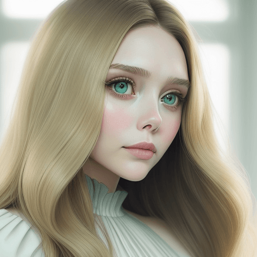 AI generated: Elizabeth Olsen has a classic, elegant beauty with a modern twist. She has a heart-shaped face frame...