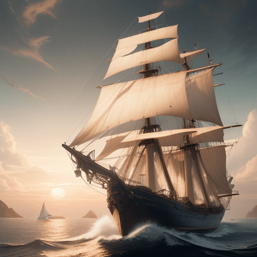 AI generated: Photo of a ultra realistic sailing ship, dramatic light, pale sunrise, cinematic lighting, battered,...