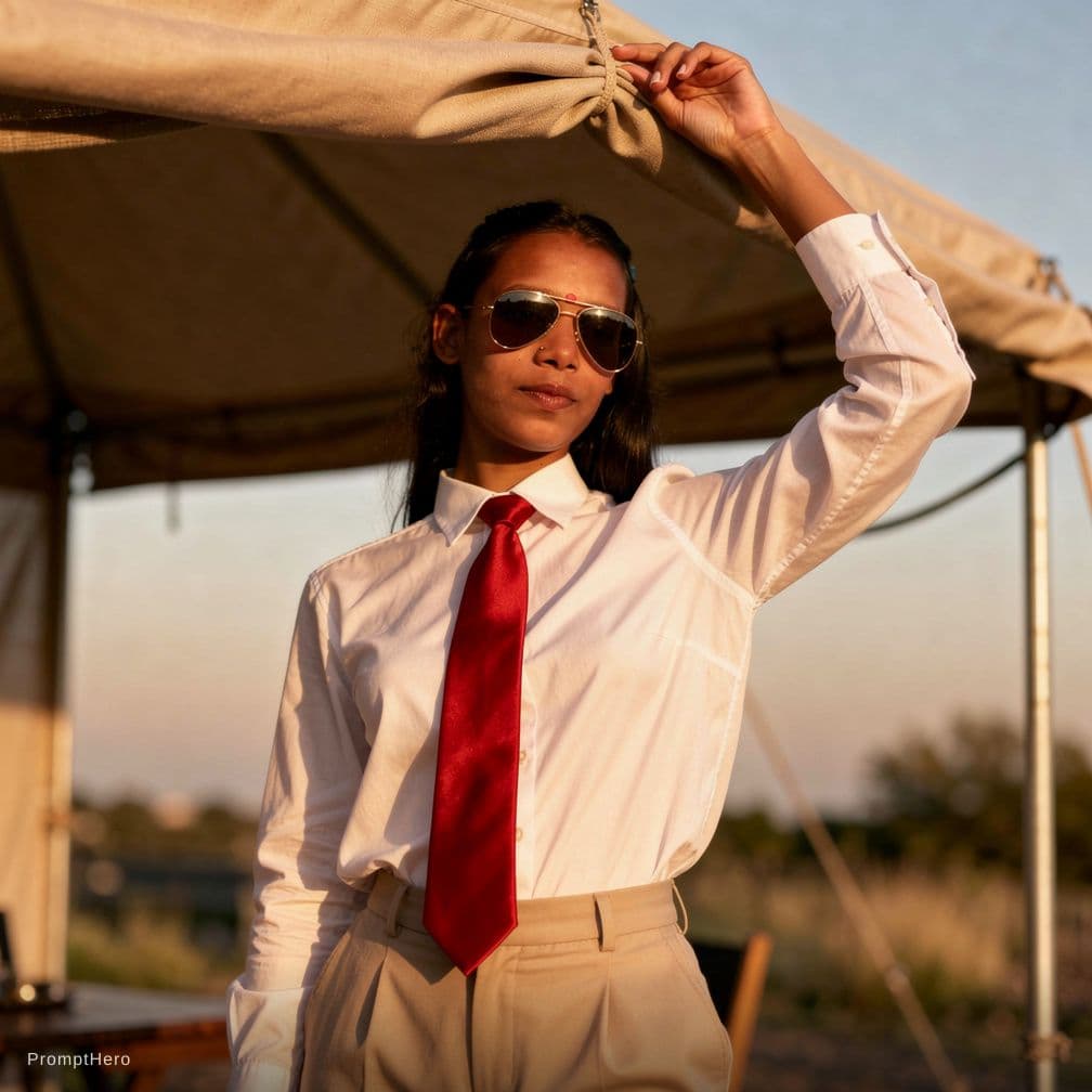 AI generated: A stunningly beautiful girl with dark, long wavy hair, wearing stylish aviator sunglasses, wearing a...
