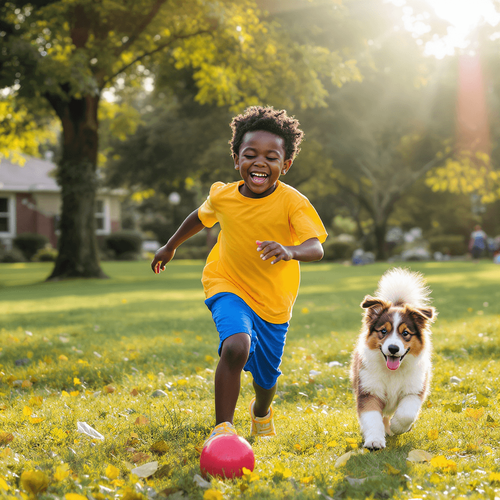 AI generated: A highly detailed image of a joyful African American boy with curly hair, wearing a bright yellow t-...