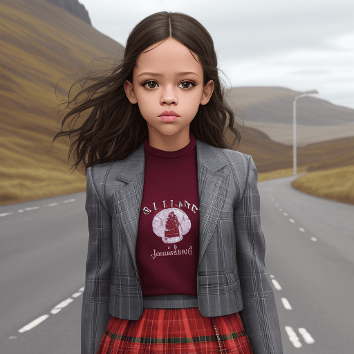 AI generated: Jenna Ortega, Scotland fashion,