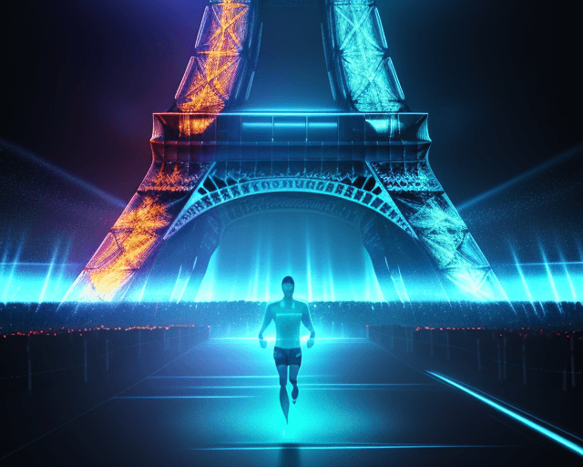 AI generated: A digital landscape unfolds before us, where a sleek, Surreal glowing magical, different marathon, o...