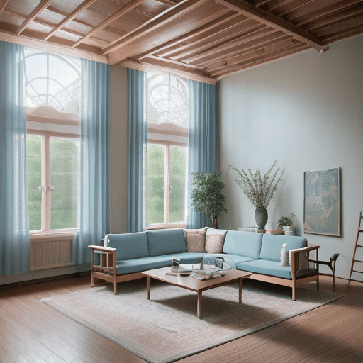 AI generated: High resolution photography interior design, dreamy sunken living room conversation pit, wooden floo...