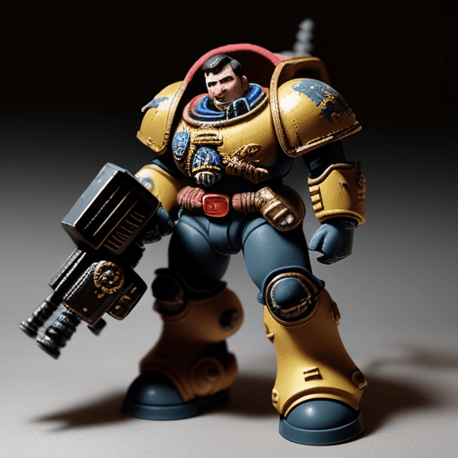 AI generated: A 40K space marine toy that has come to life