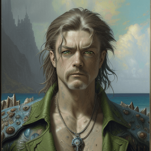 AI generated: Inpunk art by Gustave Moreau, Thomas Kinkade, James Gurney, Frank Frazetta, Mr Nimbus Ocean Man. oil...
