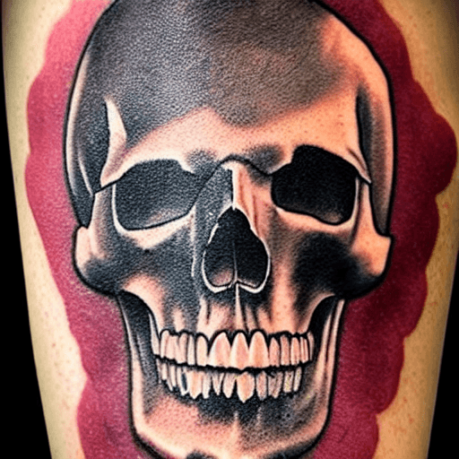 AI generated: tattoo including a skull, bottle, made in a pin up way and difuse and with sailing theme
