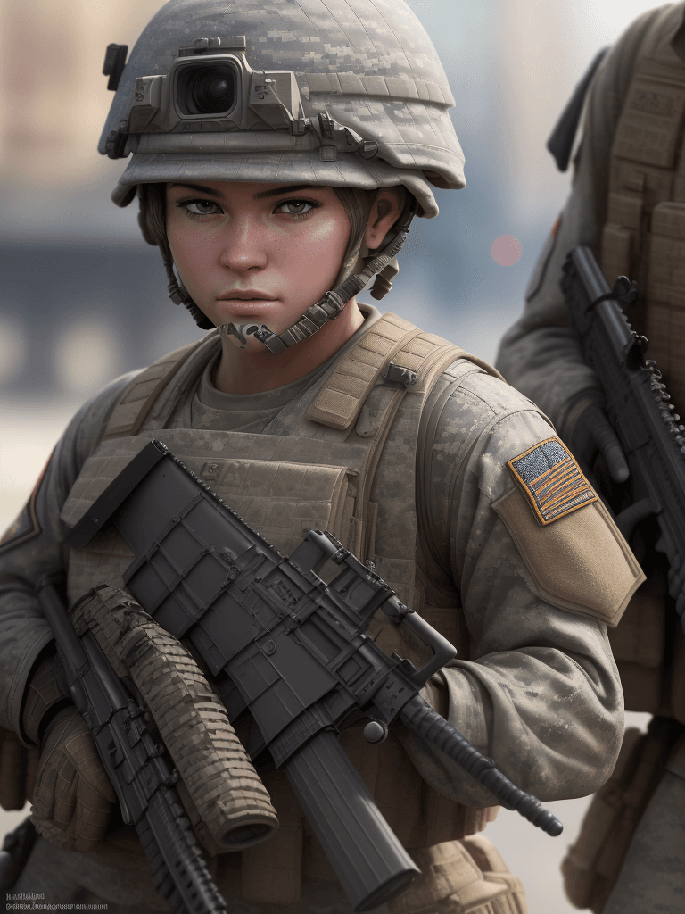 AI generated: Close up of a platoon of armed US soldiers detailed image, professional portrait, hyper realistic, u...