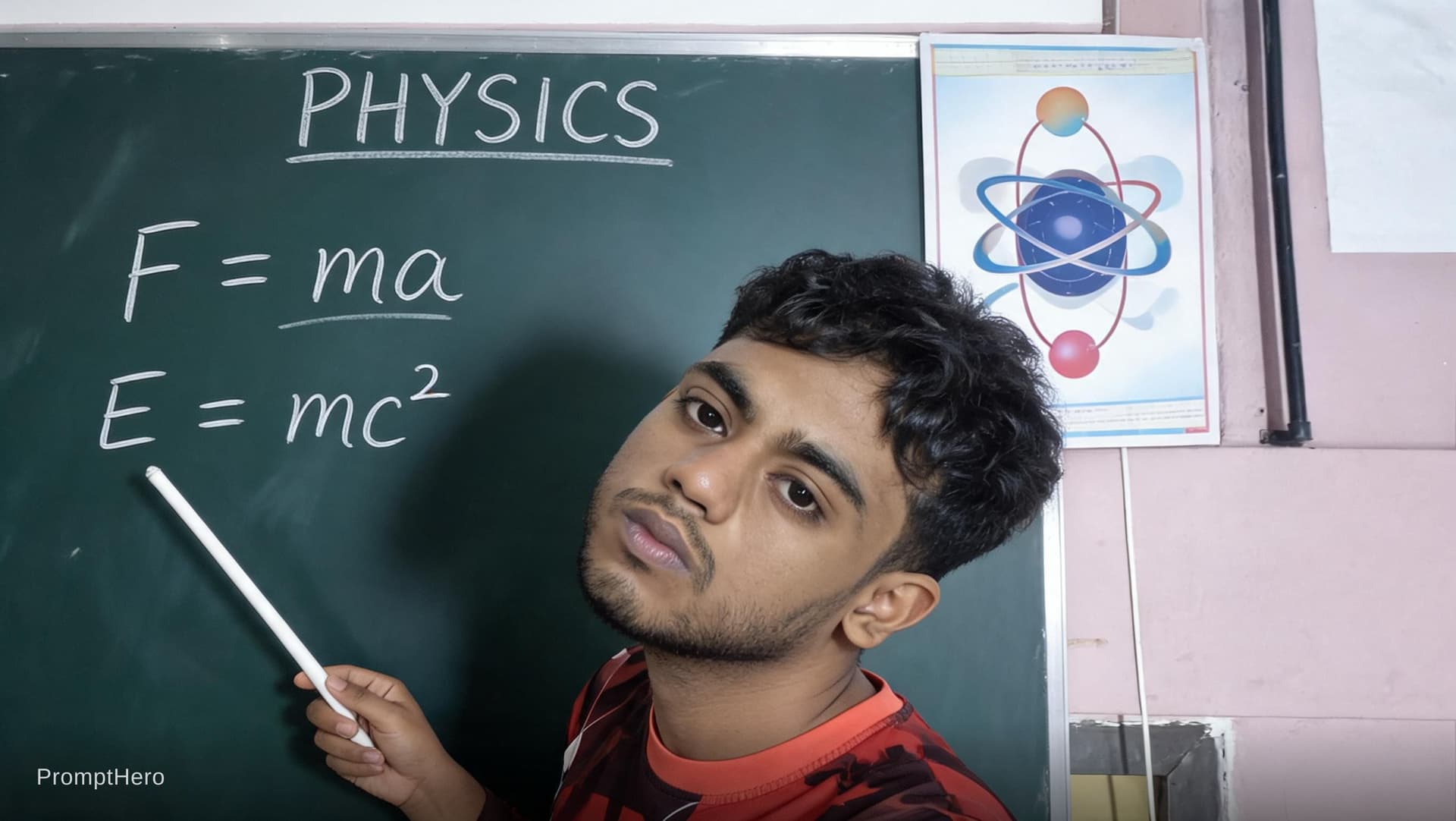 AI generated: physics teacher in the modern world