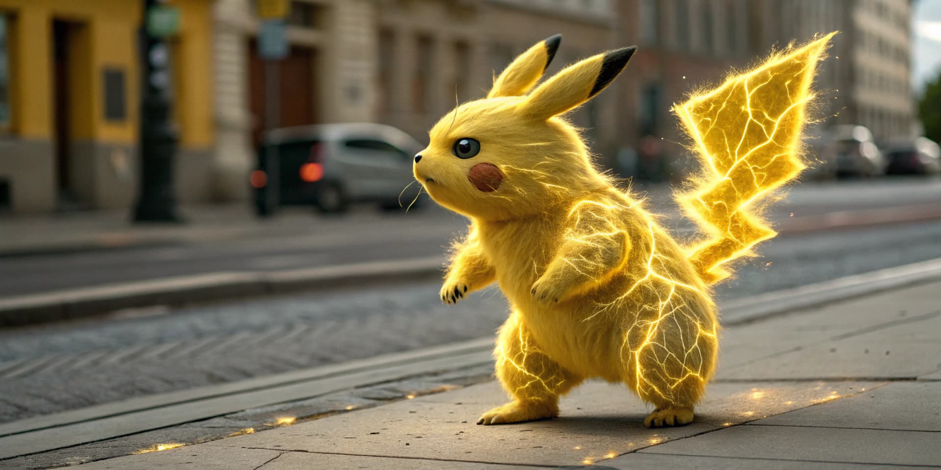 AI generated: Create an awe-inspiring masterpiece depicting a war-torn, godlike Pikachu transcending dimensional b...