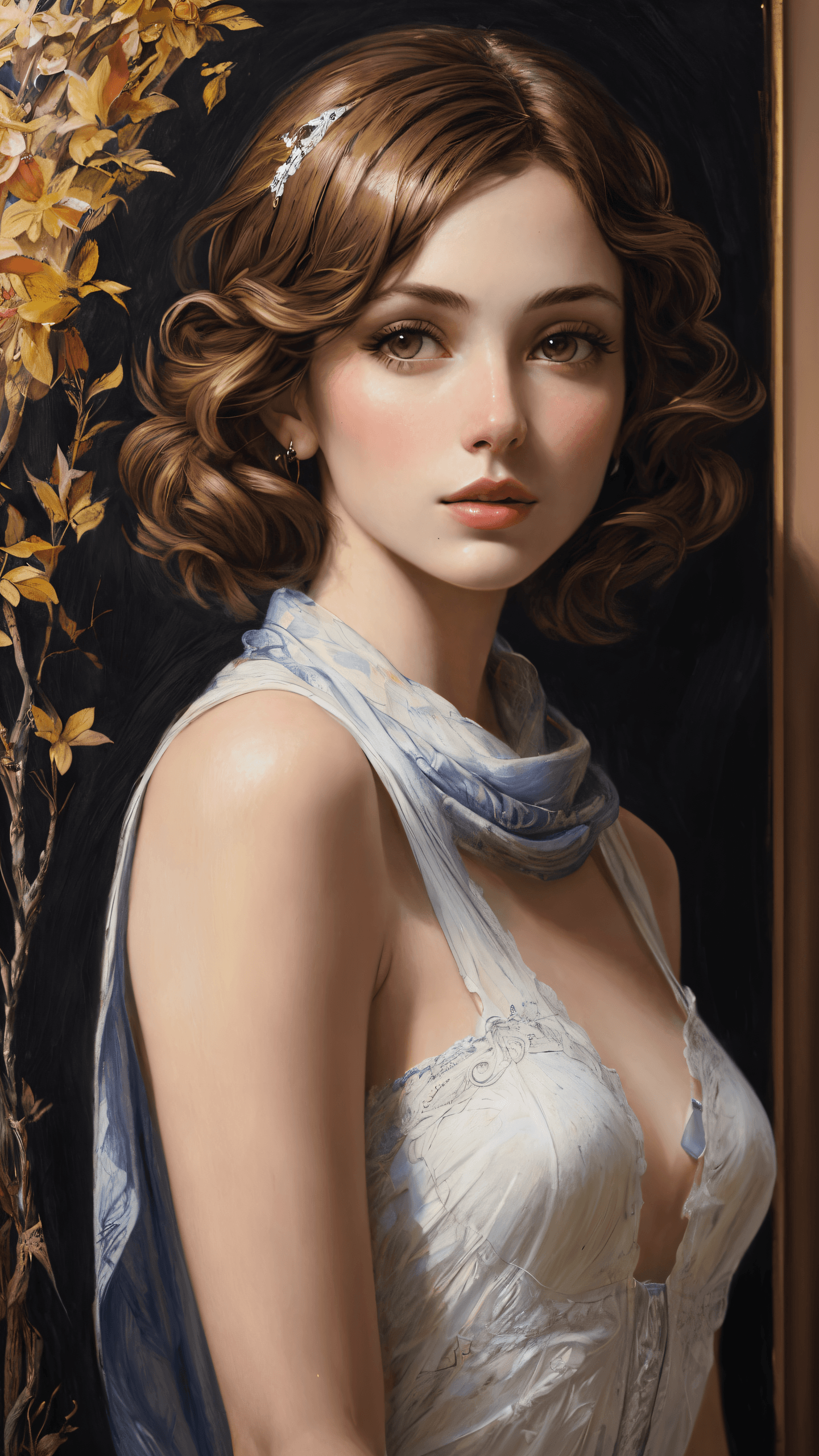 AI generated: (masterpiece award winning illustration:1.2) , Autumn Whitehurst art Fine line sketch, 1 woman with ...