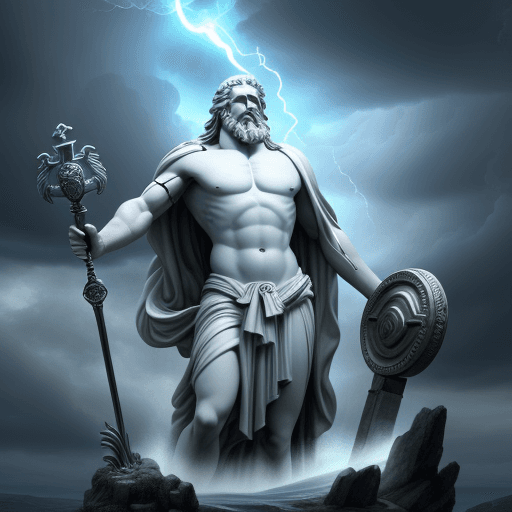 AI generated: god zeus of greek mythology, he launch storm, fantasy and hd image