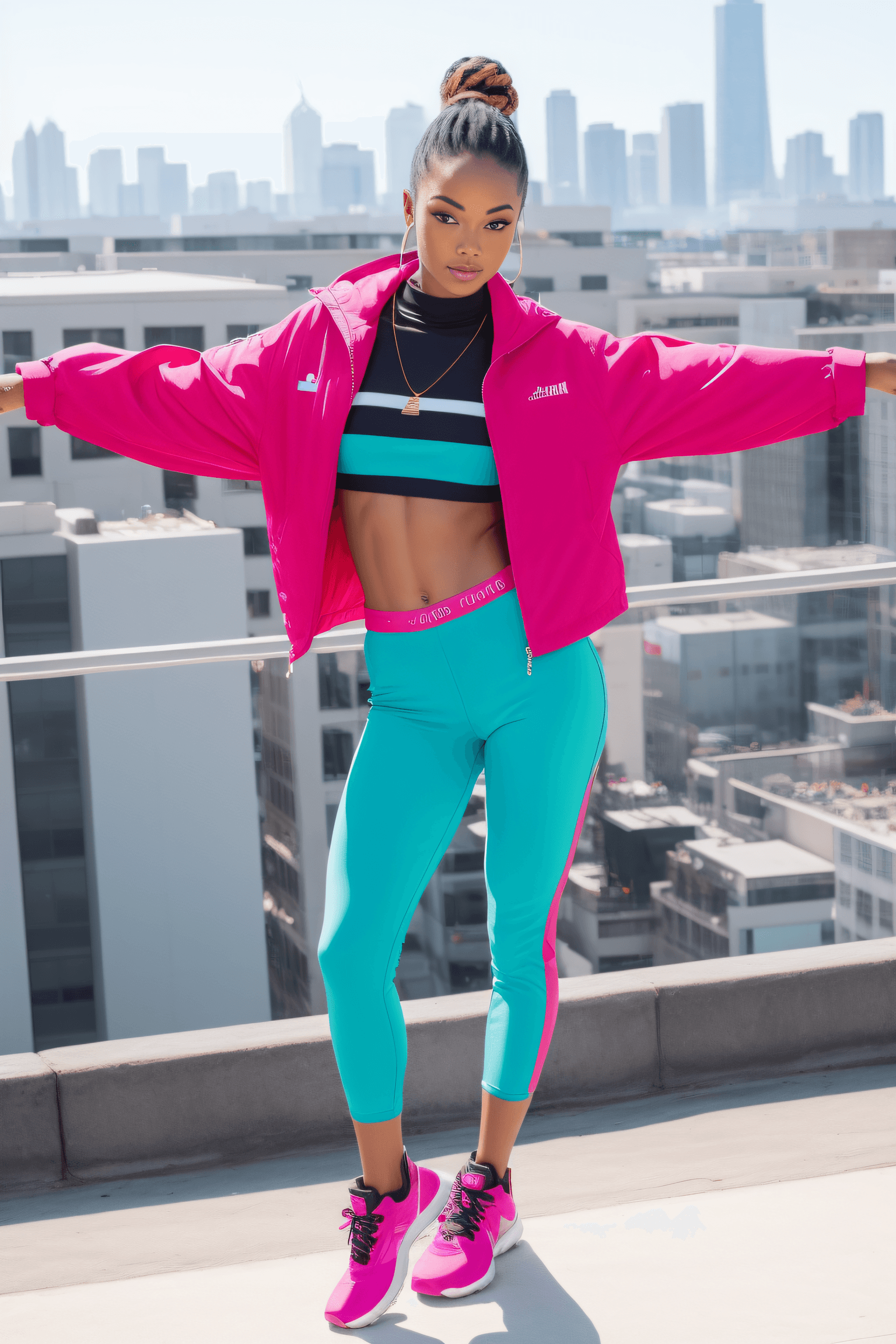 AI generated: abstract masterpiece photo of a supermodel, Slender with a straight, athletic build,Abdominal exposu...