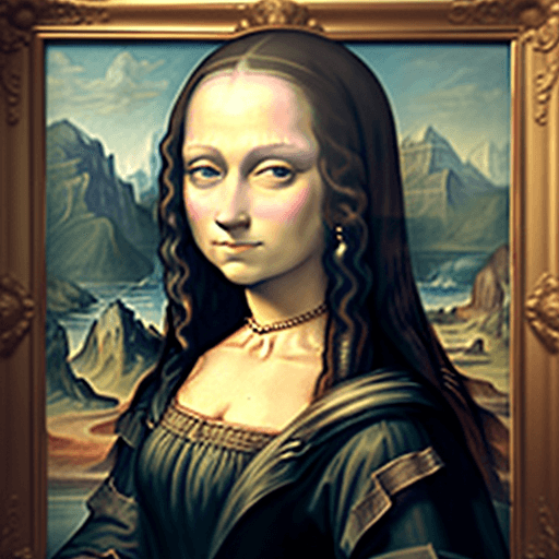 AI generated: An image of marge simpsons, movie star, posing as Monalisa, the famous painting. HRD, Highly details...