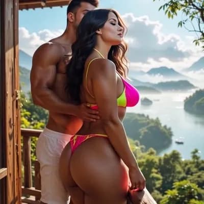 AI generated video: Wife turns around 360 degrees slowly and the does a half squat and shows her classy outfit to her hu...
