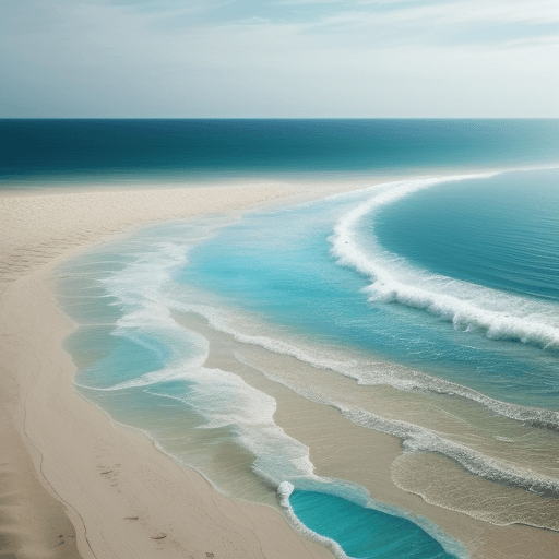 AI generated: image of a wild beach created with different pieces of fabric with no plants or trees
