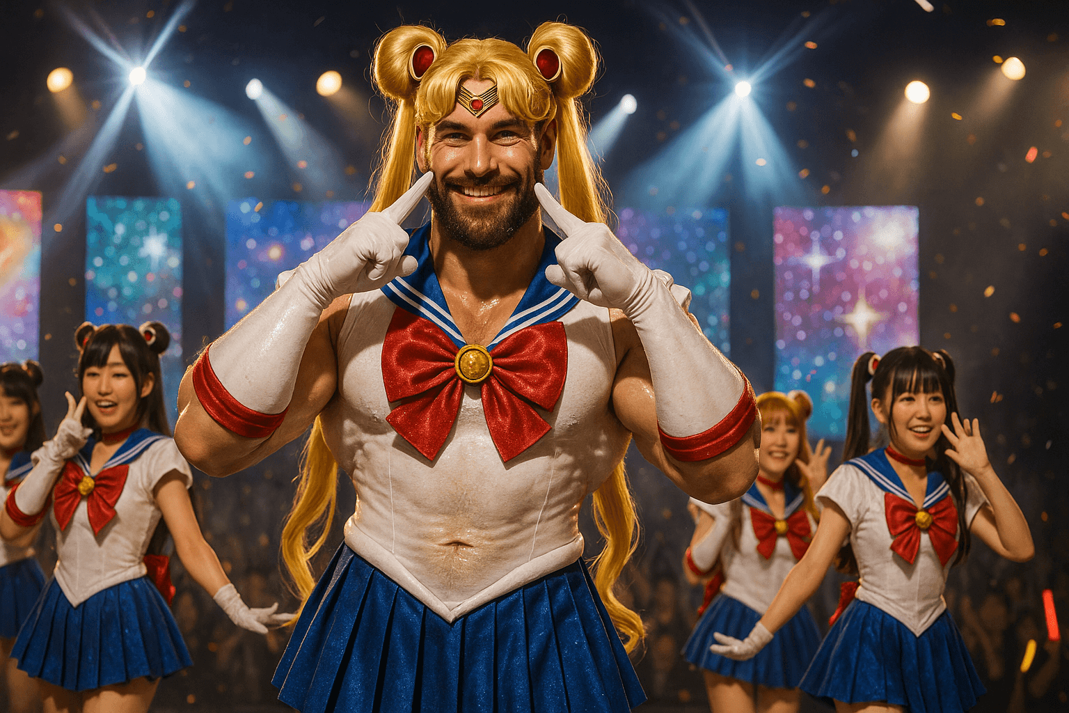 AI generated:  Ultra-realistic 8K photo of a muscular European man with a thick beard, wearing a highly detailed a...