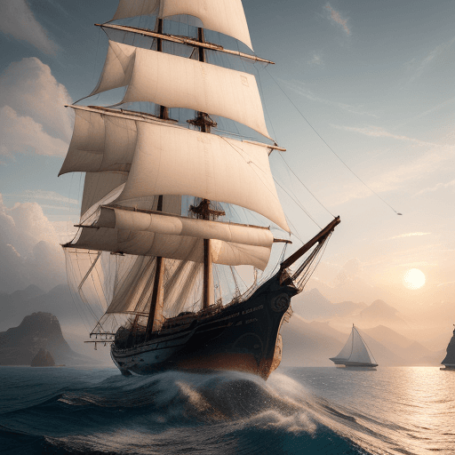 AI generated: Photo of a ultra realistic sailing ship, dramatic light, pale sunrise, cinematic lighting, battered,...