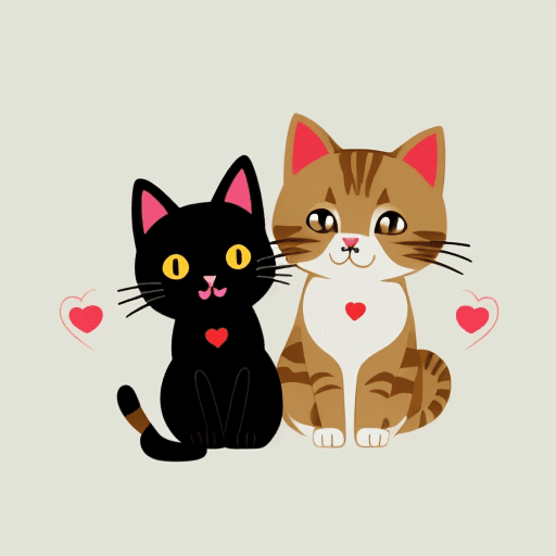 AI generated: cat and (dog) love vector logo flat 2d
