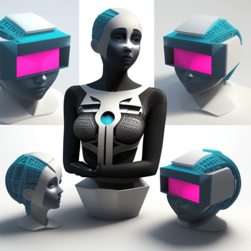 AI generated: futuristic media collage design using 3d printing technology