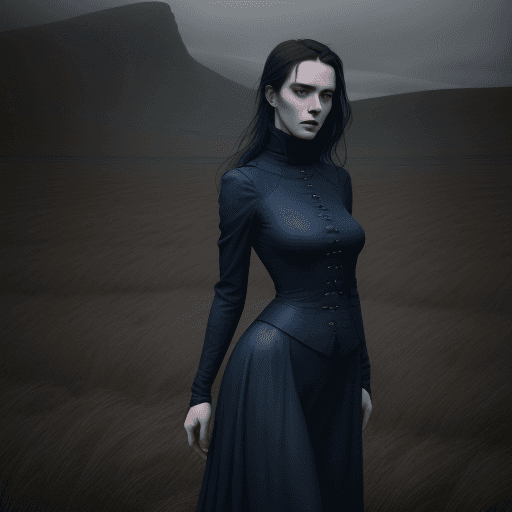 AI generated: the woman in the field is dressed for the camera, in the style of daria endresen, kris knight, scott...