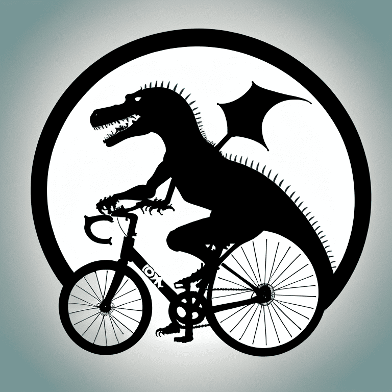 AI generated: Logo of the bike club “Trex”, the picture should show a Trex on a bike in a circle, minimalistic.