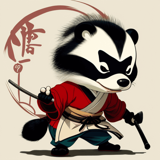 AI generated: artwork by Stan Sakai, style Stan Sakai, 
anthropomorphic badger, samurai, anime