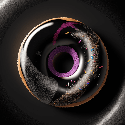 AI generated: Photo of a ultra realistic everything everywhere all at once doughnut. molecular black hole. sprinkl...