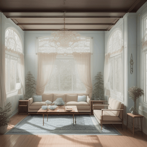 AI generated: High resolution photography interior design, dreamy sunken living room conversation pit, wooden floo...