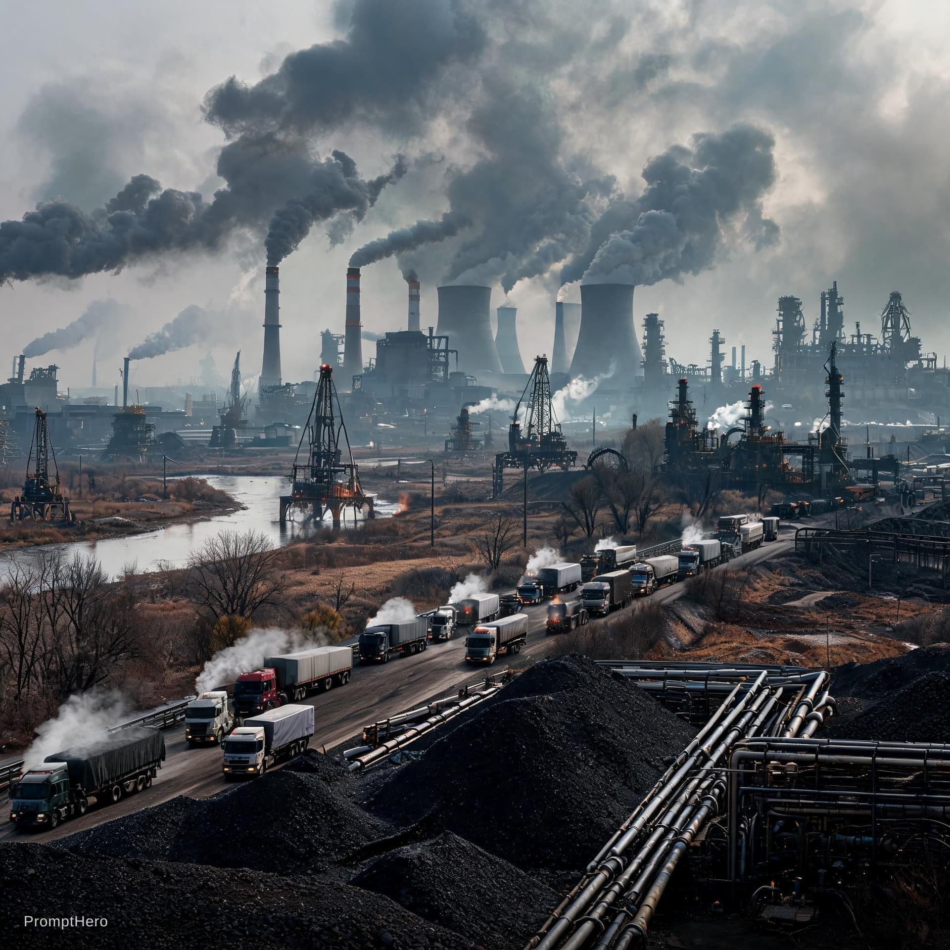 AI generated: A world that does not move away from fossil fuels