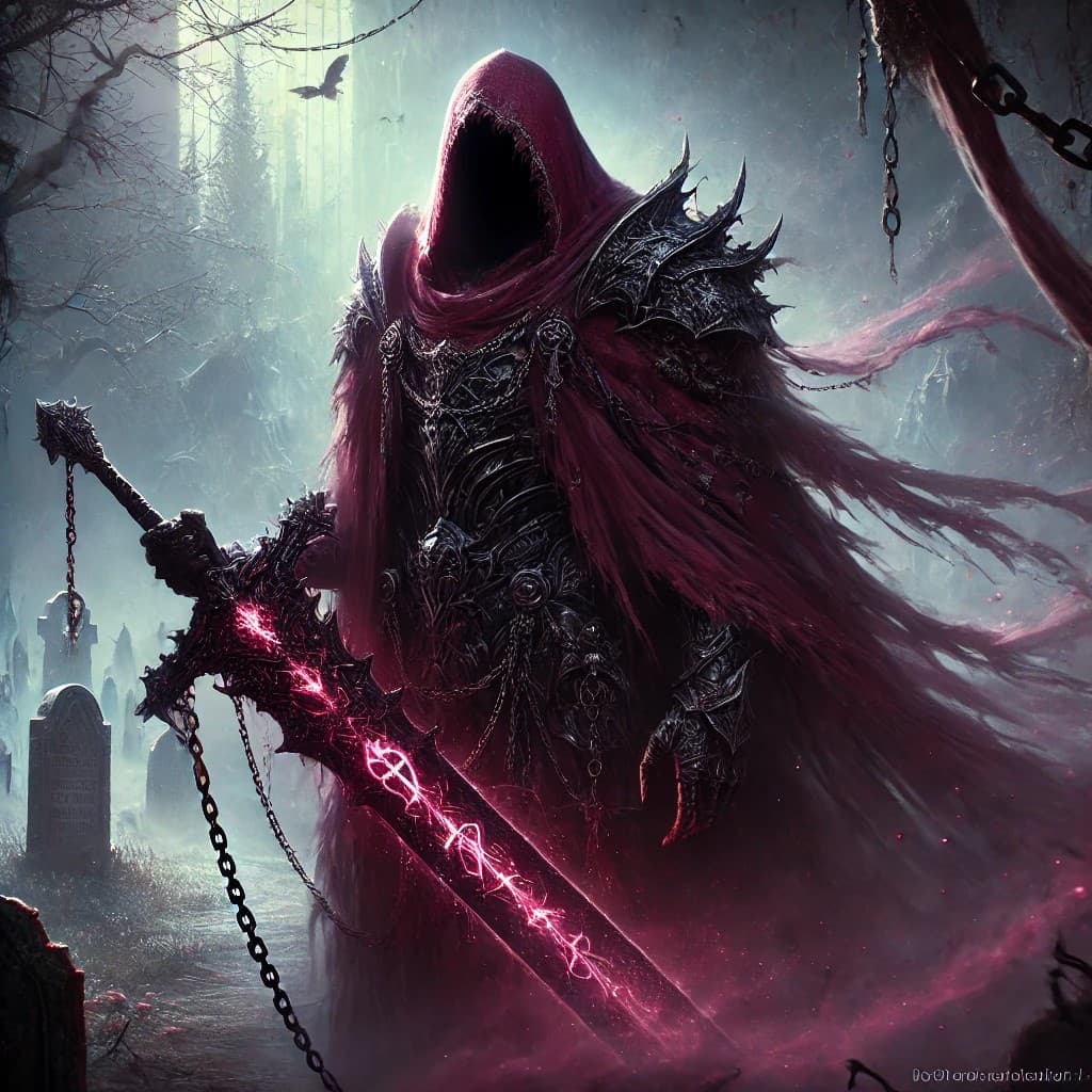 AI generated: A hyper-realistic conceptual digital art where a spectral figure stands cloaked in shadow and darkne...