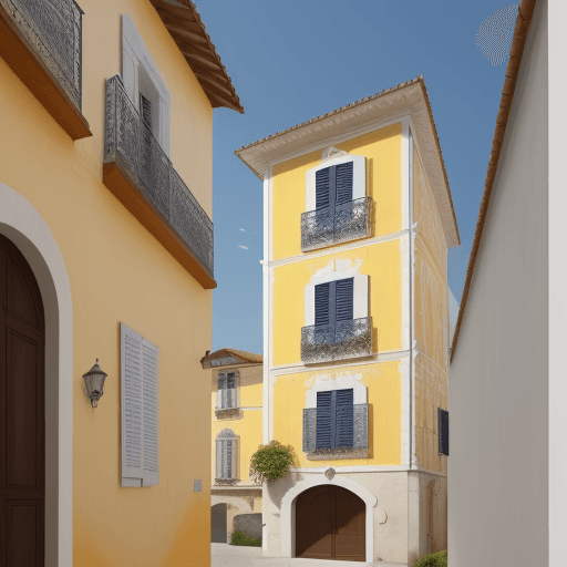 AI generated: fachada, casa, dois pisos, inspiração francesa, século xviii
