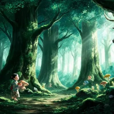 AI generated video: A breathtaking, painterly 2D animated continuous visual narrative, rendered with the lush, vibrant, ...