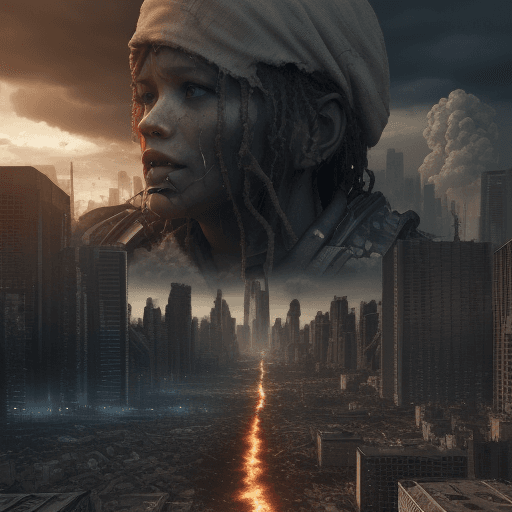 AI generated: A realistic photo of survival, human, Future, Outlook, dread , after apocalypse, photorealistic, ult...